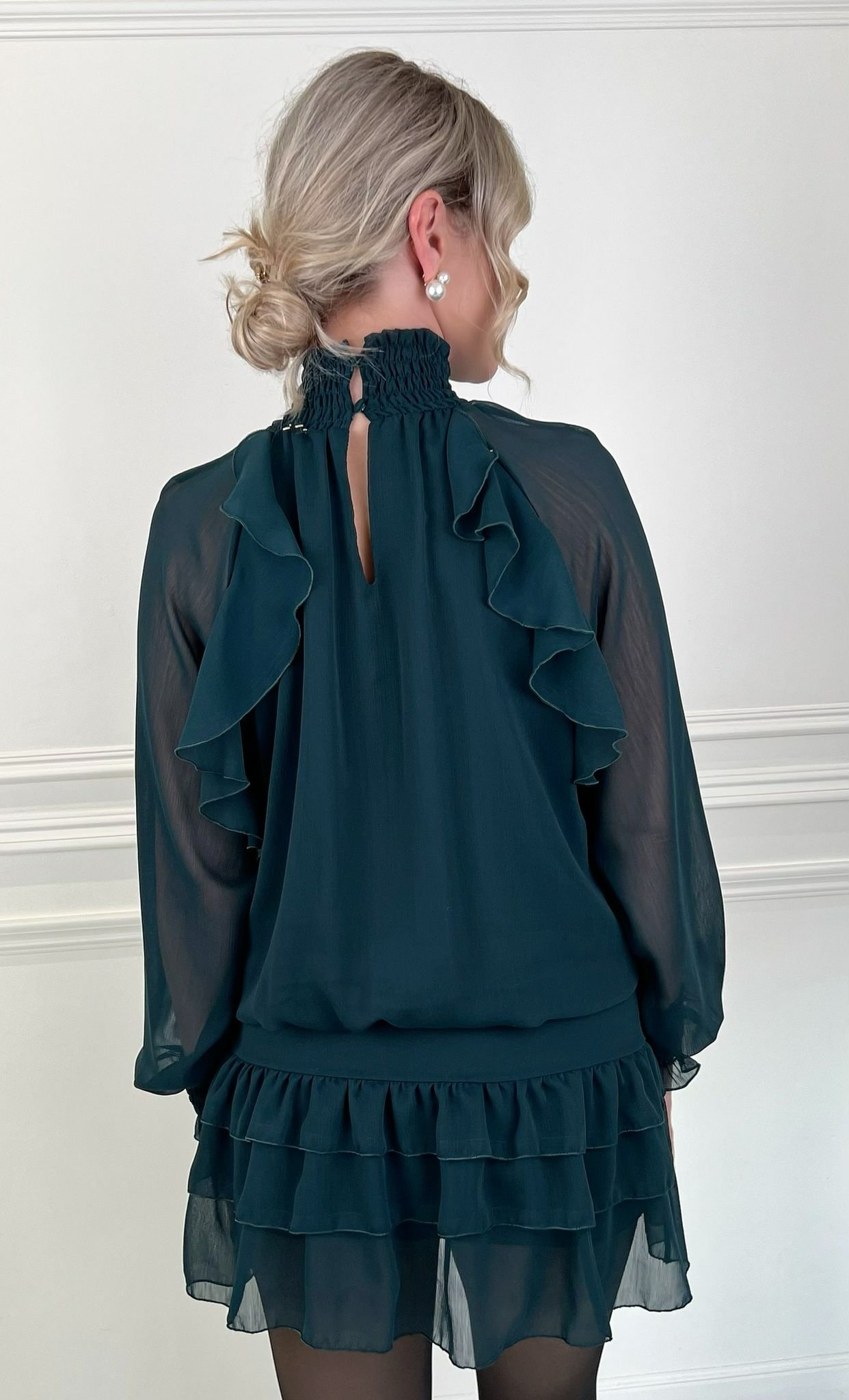 Tiered Ruffle Mini Dress in Teal - Image 2