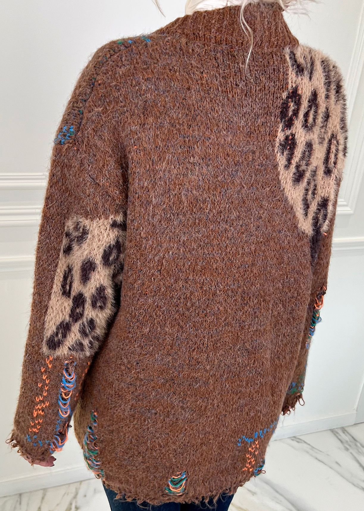 Brown Patchwork Cardigan - Image 3