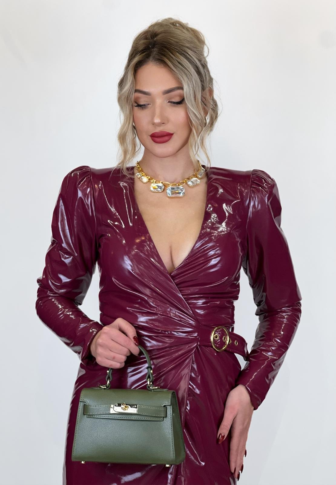 Latex dress in Burgundy - Image 3