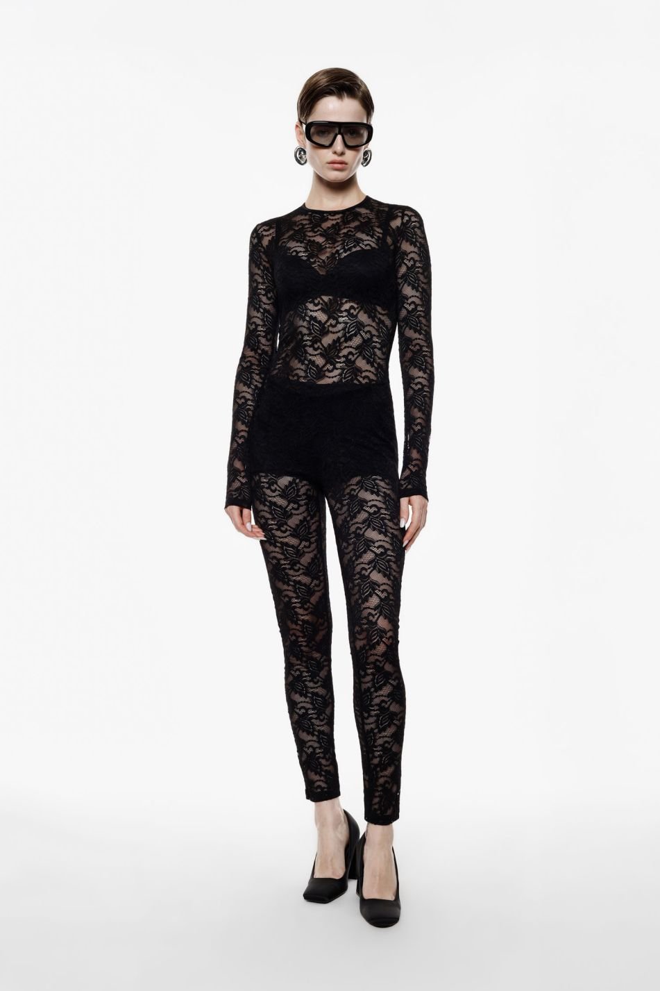 All Over Lace Jumpsuit in Black